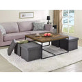 Fun little toys brand Caterina 35W Weathered Oak Wood Grain 5 Piece Coffee Table Set