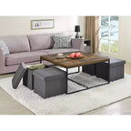 Fun little toys brand Caterina 35W Weathered Oak Wood Grain 5 Piece Coffee Table Set