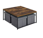 Ensemble de 5 tables basses Caterina 35W grain de bois de chêne vieilli de la marque Fun Little Toys