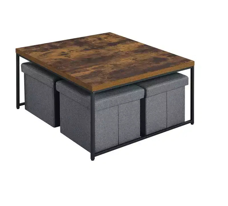 Ensemble de 5 tables basses Caterina 35W grain de bois de chêne vieilli de la marque Fun Little Toys
