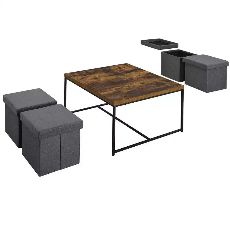 Ensemble de 5 tables basses Caterina 35W grain de bois de chêne vieilli de la marque Fun Little Toys
