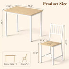 MooxvMoo 3-Piece Rectangular Dining Table Set for 2, Kitchen Table Set with 2 Chairs, Breakfast Nook Furniture for Kitchens, Dining Room, White