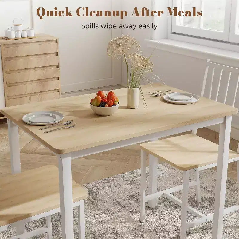 MooxvMoo 3-Piece Rectangular Dining Table Set for 2, Kitchen Table Set with 2 Chairs, Breakfast Nook Furniture for Kitchens, Dining Room, White