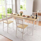 MooxvMoo 3-Piece Rectangular Dining Table Set for 2, Kitchen Table Set with 2 Chairs, Breakfast Nook Furniture for Kitchens, Dining Room, White