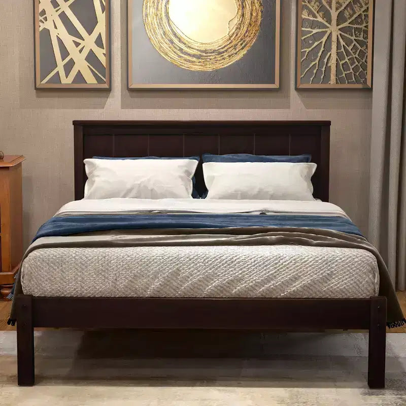 FAMYYT Twin Size Platform Bed with Headboard, No Box Spring Required, Easy Assembly, Espresso