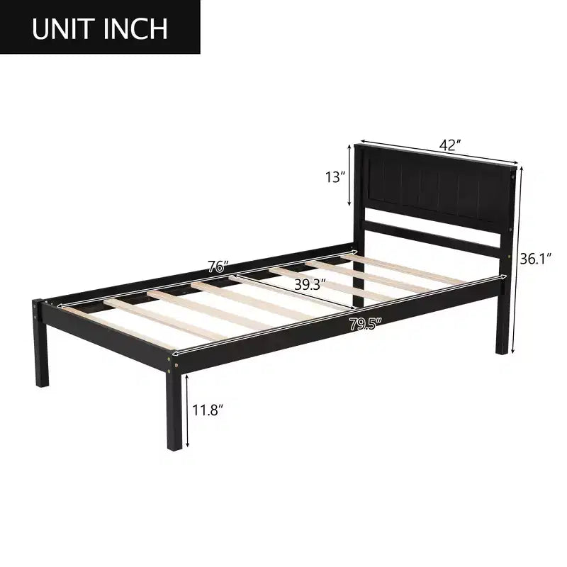 Lit plateforme double FAMYYT avec tête de lit, aucun sommier tapissier requis, montage facile, Espresso