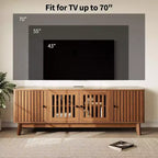 Meuble TV Mid-Century Modern GustoWave avec portes à grille, étagères réglables et rangement