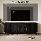 Meuble TV Mid-Century Modern GustoWave avec portes à grille, étagères réglables et rangement