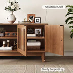 Meuble TV Mid-Century Modern GustoWave avec portes à grille, étagères réglables et rangement