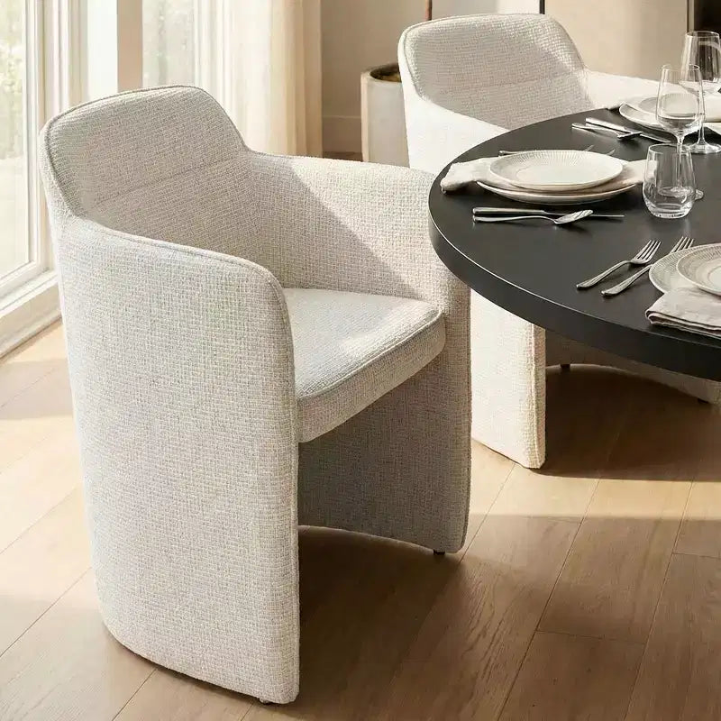 Lot de 4 chaises de salle à manger modernes rembourrées avec accoudoirs, chaises de cuisine et de salle à manger à dossier semi-fermé, sièges de salle à manger contemporains - Panipeachy