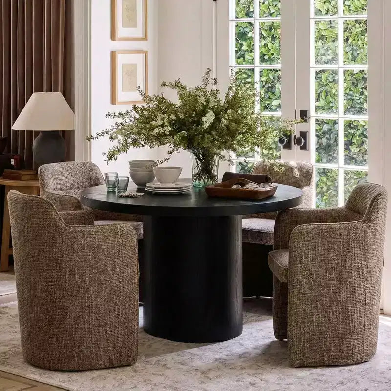 Lot de 4 chaises de salle à manger modernes rembourrées avec accoudoirs, chaises de cuisine et de salle à manger à dossier semi-fermé, sièges de salle à manger contemporains - Panipeachy