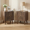 GDFStudio Roberto Modern Wooden Nightstands with Solid Wood Legs and 2 Drawers (Set of 2)