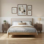 GDFStudio Roberto Modern Wooden Nightstands with Solid Wood Legs and 2 Drawers (Set of 2)