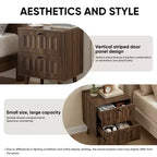 GDFStudio Roberto Modern Wooden Nightstands with Solid Wood Legs and 2 Drawers (Set of 2)
