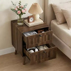 GDFStudio Roberto Modern Wooden Nightstands with Solid Wood Legs and 2 Drawers (Set of 2)
