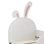 Twin Upholstered Rabbit Princess Bed, Platform Bed with Headboard and Footboard, White