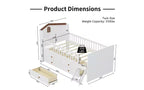 Twin Bed Frame with 4 Storage Drawers, Wood Platform Bed with Guardrail, Headboard and Ladder, White