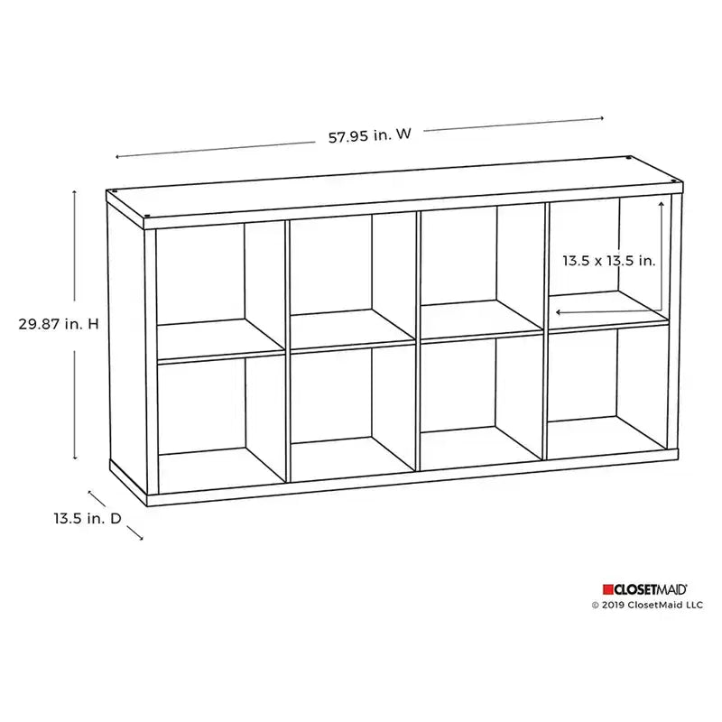 ClosetMaid 459000 Organisateur de rangement à 9 casiers robuste décoratif à dos ouvert, en gris graphite avec quincaillerie, pour placard, maison, bureau ou jouets