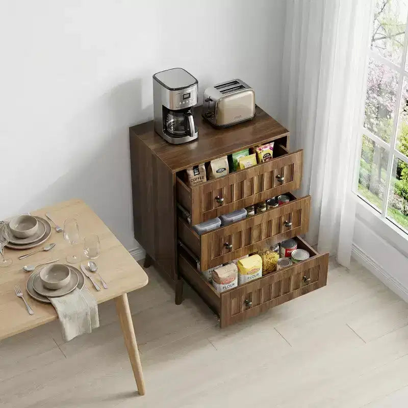 GDFStudio Vittorio Commode Moderne en Bois 24 avec 3 Tiroirs et Boutons en Métal