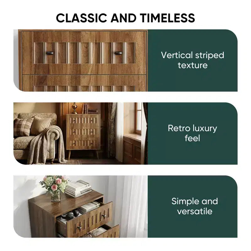 GDFStudio Vittorio Commode Moderne en Bois 24 avec 3 Tiroirs et Boutons en Métal