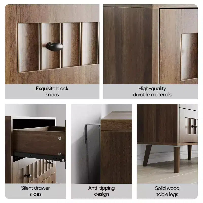GDFStudio Vittorio Commode Moderne en Bois 24 avec 3 Tiroirs et Boutons en Métal