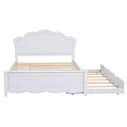 Lit Plateforme Moderne en Bois Luxystar avec Tête de Lit et Lit Gigogne, Blanc