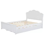Lit Plateforme Moderne en Bois Luxystar avec Tête de Lit et Lit Gigogne, Blanc