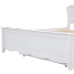 Lit Plateforme Moderne en Bois Luxystar avec Tête de Lit et Lit Gigogne, Blanc