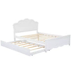Lit Plateforme Moderne en Bois Luxystar avec Tête de Lit et Lit Gigogne, Blanc