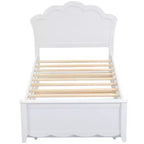 Lit Plateforme Moderne en Bois Luxystar avec Tête de Lit et Lit Gigogne, Blanc