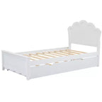 Lit Plateforme Moderne en Bois Luxystar avec Tête de Lit et Lit Gigogne, Blanc