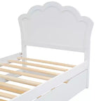 Lit Plateforme Moderne en Bois Luxystar avec Tête de Lit et Lit Gigogne, Blanc