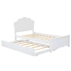Lit Plateforme Moderne en Bois Luxystar avec Tête de Lit et Lit Gigogne, Blanc