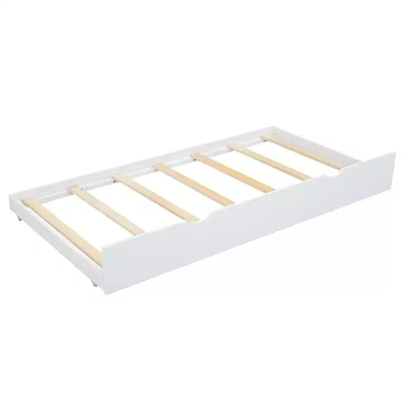 Lit Plateforme Moderne en Bois Luxystar avec Tête de Lit et Lit Gigogne, Blanc