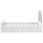 Lit Plateforme Moderne en Bois Luxystar avec Tête de Lit et Lit Gigogne, Blanc