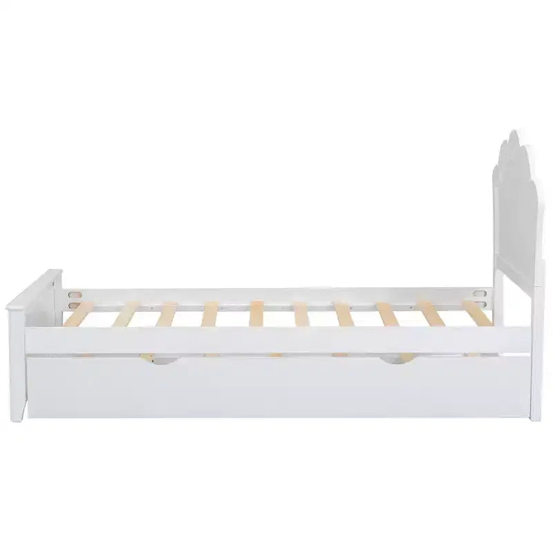 Lit Plateforme Moderne en Bois Luxystar avec Tête de Lit et Lit Gigogne, Blanc