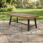 Table basse de 116,2 cm de large en bois d'acacia de style industriel JVNOXK avec un cadre en métal enduit, parfaite pour les réunions de famille