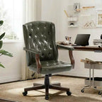 Executive Wingback Office Chair, Ergonomic Faux Leather Computer Desk Chair with Lumbar Support, Adjustable Swivel Task Seating for Home Office