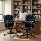 Executive Wingback Office Chair, Ergonomic Faux Leather Computer Desk Chair with Lumbar Support, Adjustable Swivel Task Seating for Home Office