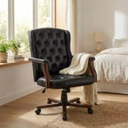 Executive Wingback Office Chair, Ergonomic Faux Leather Computer Desk Chair with Lumbar Support, Adjustable Swivel Task Seating for Home Office