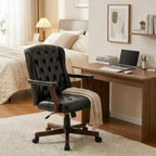 Executive Wingback Office Chair, Ergonomic Faux Leather Computer Desk Chair with Lumbar Support, Adjustable Swivel Task Seating for Home Office