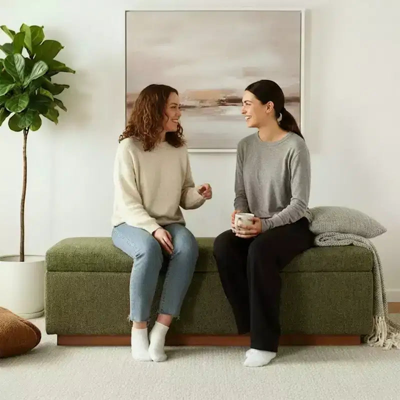 Banc de rangement capitonné moderne de 60 po, banc de bout de lit pour chambre à coucher, banc d'entrée en tissu avec rangement caché et cadre en bois - Panipeachy