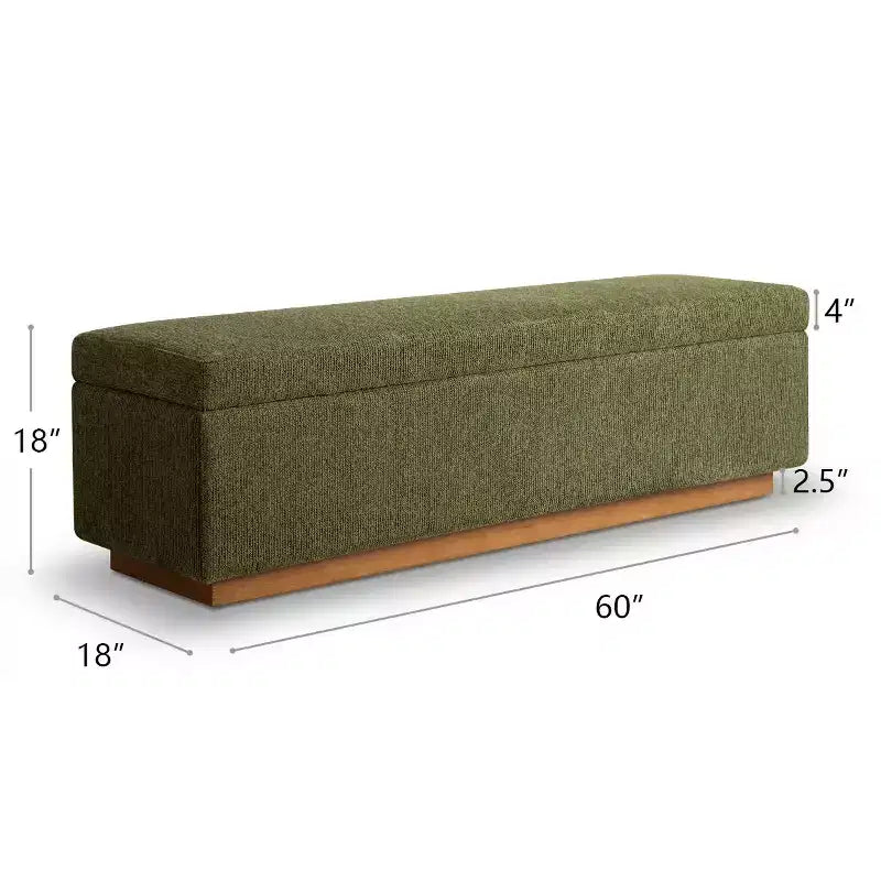 Banc de rangement capitonné moderne de 60 po, banc de bout de lit pour chambre à coucher, banc d'entrée en tissu avec rangement caché et cadre en bois - Panipeachy