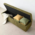 Banc de rangement capitonné moderne de 60 po, banc de bout de lit pour chambre à coucher, banc d'entrée en tissu avec rangement caché et cadre en bois - Panipeachy