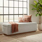 Banc de rangement capitonné moderne de 60 po, banc de bout de lit pour chambre à coucher, banc d'entrée en tissu avec rangement caché et cadre en bois - Panipeachy