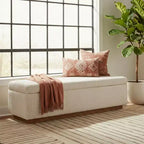 Banc de rangement capitonné moderne de 60 po, banc de bout de lit pour chambre à coucher, banc d'entrée en tissu avec rangement caché et cadre en bois - Panipeachy