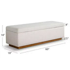 Banc de rangement capitonné moderne de 60 po, banc de bout de lit pour chambre à coucher, banc d'entrée en tissu avec rangement caché et cadre en bois - Panipeachy