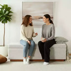 Banc de rangement capitonné moderne de 60 po, banc de bout de lit pour chambre à coucher, banc d'entrée en tissu avec rangement caché et cadre en bois - Panipeachy