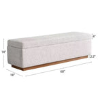 Banc de rangement capitonné moderne de 60 po, banc de bout de lit pour chambre à coucher, banc d'entrée en tissu avec rangement caché et cadre en bois - Panipeachy