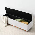 Banc de rangement capitonné moderne de 60 po, banc de bout de lit pour chambre à coucher, banc d'entrée en tissu avec rangement caché et cadre en bois - Panipeachy